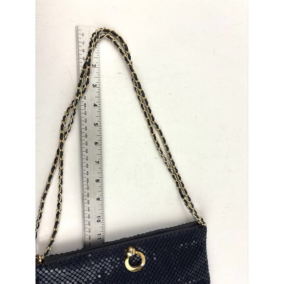 Vintage Dark Blue Metal Mesh Crossbody Bag 1980s - Picture 9 of 16